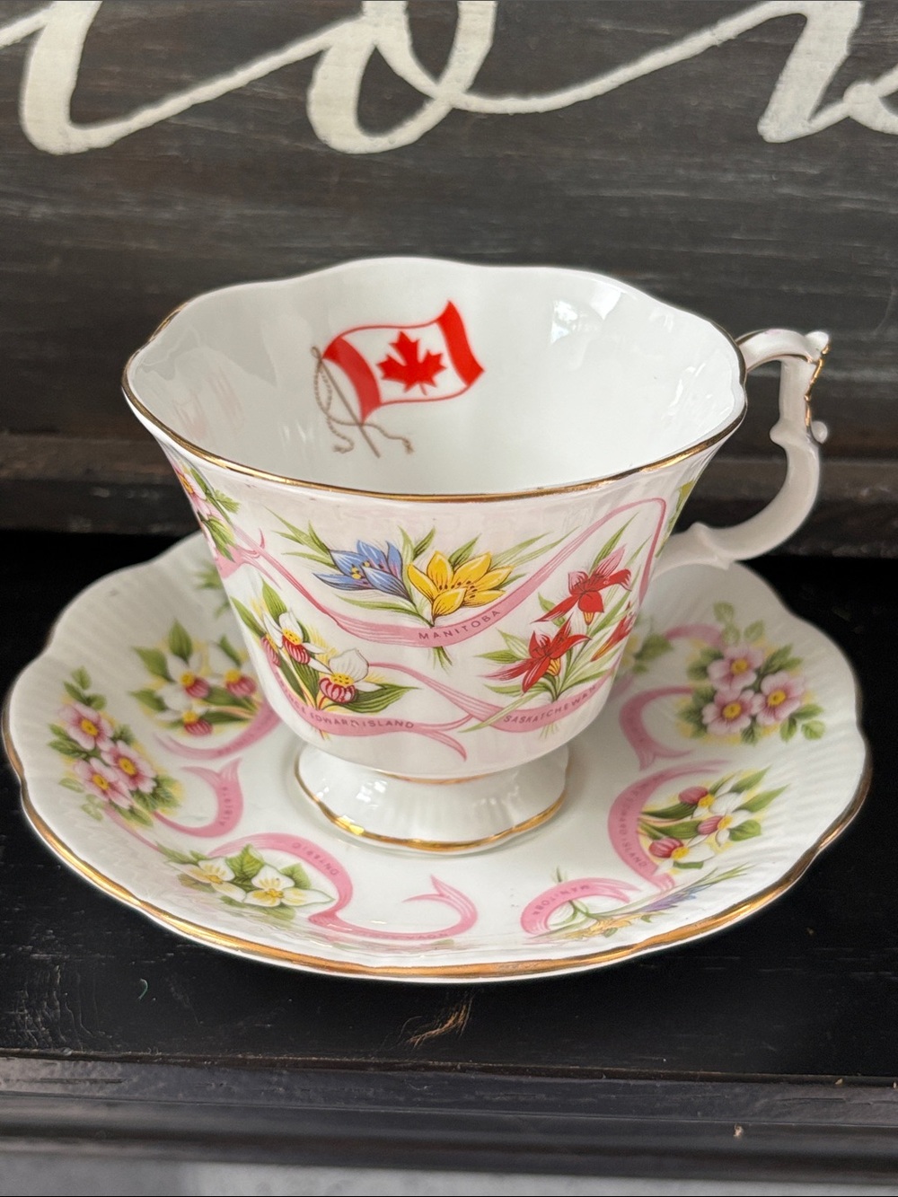 Vintage Royal Albert “0ur Emblems Dear” bone china tea cup and saucer.